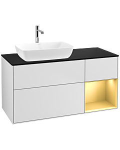 Villeroy und Boch Finion Villeroy und Boch Finion F812HFMT 120cm, cover plate black matt, shelves gold matt lacquer, white matt lacquer