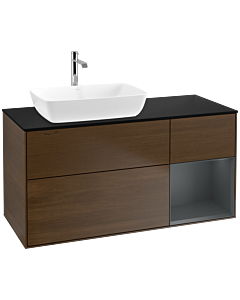 Villeroy und Boch Finion Villeroy und Boch Finion F812HGGN 120cm, cover plate black matt, shelves midnight matt lacquer, walnut veneer
