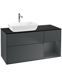 Villeroy und Boch Finion Villeroy und Boch F812HGHG 120cm, plaque de finition noir mat, étagères laqué mat minuit, minuit Blue Matt Lacquer