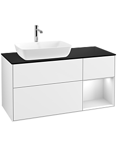 Villeroy und Boch Finion Villeroy und Boch Finion F812MTGF 120cm, cover plate black matt, shelves white matt lacquer, glossy white lacquer