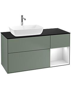 Villeroy und Boch Finion Villeroy und Boch Finion F812MTGM 120cm, cover plate black matt, shelves white matt lacquer, Olive Matt Lacquer