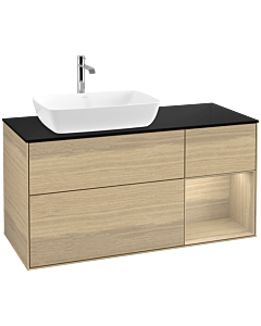 Villeroy und Boch Finion Villeroy und Boch F812PCPC 120cm, couvercle noir mat, étagères Oak Veneer , Oak Veneer