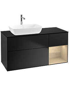 Villeroy und Boch Finion Villeroy und Boch F812PCPD 120cm, plaque de finition noir mat, étagères Oak Veneer , laqué noir mat