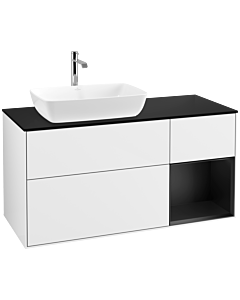 Villeroy und Boch Finion Villeroy und Boch Finion F812PDGF 120cm, cover plate black matt, shelves black matt lacquer, glossy white lacquer