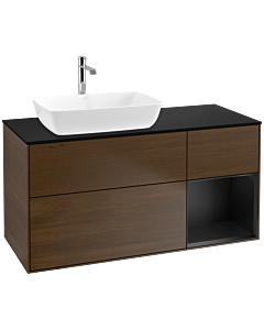 Villeroy und Boch Finion Villeroy und Boch Finion F812PDGN 120cm, cover plate black matt, shelves black matt lacquer, walnut veneer