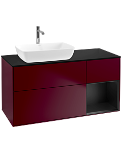 Villeroy und Boch Finion Waschtischunterschrank F812PDHB 120cm, Abdeckplatte black matt, Regale Black matt lacquer, Peony Matt