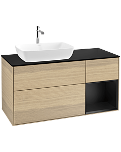 Villeroy und Boch Finion Villeroy und Boch Finion F812PDPC 120cm, cover plate black matt, shelves black matt lacquer, Oak Veneer
