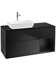 Villeroy und Boch Finion Waschtischunterschrank F812PDPD 120cm, Abdeckplatte black matt, Regale Black matt lacquer, Black matt lacquer