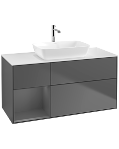 Villeroy und Boch Finion Villeroy und Boch F821GKGK 120cm, plateau blanc mat, étagères laqué anthracite mat, anthracite mat