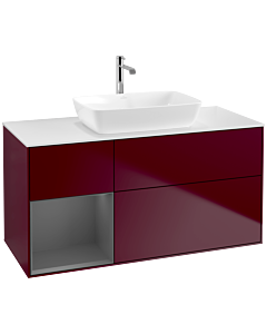 Villeroy und Boch Finion Villeroy und Boch F821GKHB 120cm, plaque de finition blanc mat, étagères laqué mat anthracite, Peony Matt