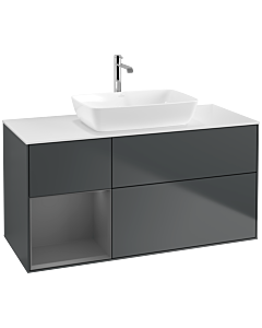 Villeroy und Boch Finion Villeroy und Boch F821GKHG 120cm, plaque de finition blanc mat, étagères laqué mat anthracite, Midnight Blue Matt Lacquer