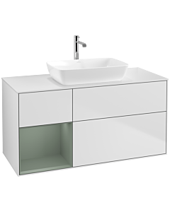 Villeroy und Boch Finion Villeroy und Boch Finion F821GMMT 120cm, cover plate white matt, shelves olive matt lacquer, white matt lacquer