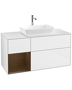 Villeroy und Boch Finion Villeroy und Boch Finion F821GNGF 120cm, cover plate white matt, shelves Walnut Veneer , glossy white lacquer