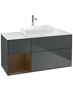 Villeroy und Boch Finion Villeroy und Boch Finion F821GNHG 120cm, cover plate white matt, shelves Walnut Veneer , midnight Blue Matt Lacquer