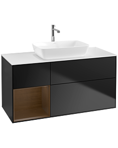 Villeroy und Boch Finion Villeroy und Boch Finion F821GNPD 120cm, cover plate white matt, shelves Walnut Veneer , black matt lacquer