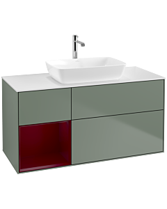 Villeroy und Boch Finion Villeroy und Boch Finion F821HBGM 120cm, cover plate white matt, shelves Peony matt lacquer, Olive Matt Lacquer