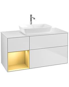 Villeroy und Boch Finion Villeroy und Boch Finion F821HFMT 120cm, cover plate white matt, shelves gold matt lacquer, white matt lacquer