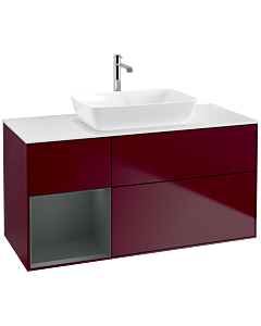 Villeroy und Boch Finion Villeroy und Boch F821HGHB 120cm, plaque de recouvrement blanc mat, étagères Laque mat minuit, Peony Matt