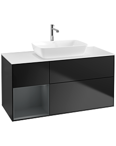 Villeroy und Boch Finion Villeroy und Boch Finion F821HGPD 120cm, cover plate white matt, shelves midnight matt lacquer, black matt lacquer