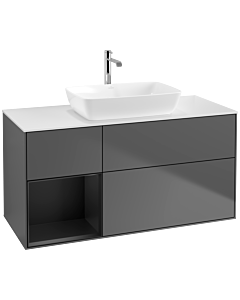 Villeroy und Boch Finion Villeroy und Boch Finion F821PDGK 120cm, cover plate white matt, shelves black matt lacquer, anthracite matt