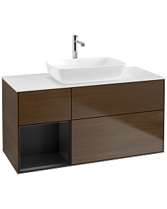 Villeroy und Boch Finion Villeroy und Boch Finion F821PDGN 120cm, cover plate white matt, shelves black matt lacquer, walnut veneer