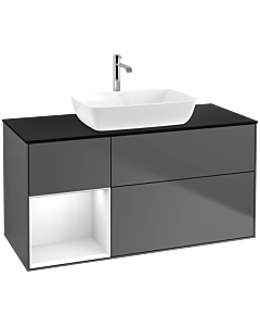 Villeroy und Boch Finion Villeroy und Boch Finion F822GFGK 120cm, cover plate black matt, shelves Glossy white lacquer, anthracite matt