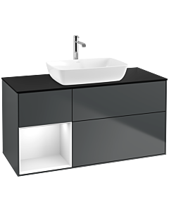 Villeroy und Boch Finion Villeroy und Boch Finion F822GFHG 120cm, cover plate black matt, shelves Glossy white lacquer, Midnight Blue Matt Lacquer