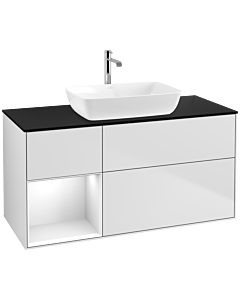 Villeroy und Boch Finion Villeroy und Boch Finion F822GFMT 120cm, cover plate black matt, shelves Glossy white lacquer, white matt lacquer