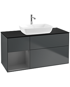 Villeroy und Boch Finion Villeroy und Boch F822GKHG 120cm, couvercle noir mat, étagères Laque anthracite mat, Midnight Blue Matt Lacquer