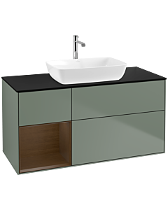 Villeroy und Boch Finion Villeroy und Boch Finion F822GNGM 120cm, cover plate black matt, shelves Walnut Veneer , Olive Matt Lacquer