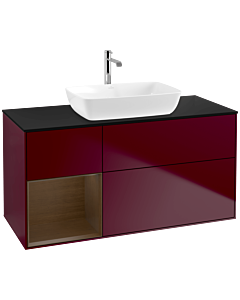 Villeroy und Boch Finion Villeroy und Boch F822GNHB 120cm, plaque de finition noir mat, étagères Walnut Veneer , Peony Matt