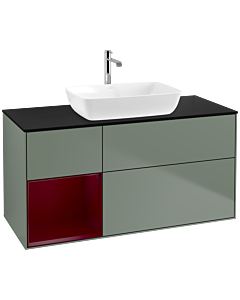 Villeroy und Boch Finion Villeroy und Boch Finion F822HBGM 120cm, cover plate black matt, shelves Peony matt lacquer, Olive Matt Lacquer