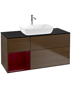 Villeroy und Boch Finion Villeroy und Boch Finion F822HBGN 120cm, cover plate black matt, shelves Peony matt lacquer, Peony veneer