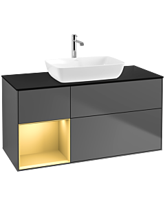 Villeroy und Boch Finion Villeroy und Boch Finion F822HFGK 120cm, cover plate black matt, shelves gold matt lacquer, anthracite matt