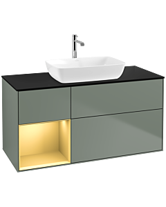 Villeroy und Boch Finion Villeroy und Boch Finion F822HFGM 120cm, cover plate black matt, shelves gold matt lacquer, Olive Matt Lacquer