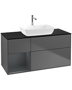 Villeroy und Boch Finion Villeroy und Boch F822HGGK 120cm, plaque de finition noir mat, étagères Laque mat minuit, anthracite mat