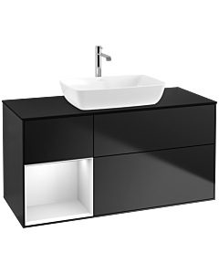 Villeroy und Boch Finion Villeroy und Boch Finion F822MTPD 120cm, cover plate black matt, shelves white matt lacquer, black matt lacquer