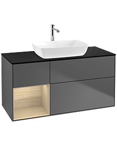 Villeroy und Boch Finion Villeroy und Boch Finion F822PCGK 120cm, cover plate black matt, shelves Oak Veneer , anthracite matt