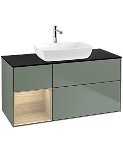 Villeroy und Boch Finion Villeroy und Boch Finion F822PCGM 120cm, cover plate black matt, shelves Oak Veneer , Olive Matt Lacquer