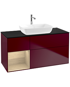 Villeroy und Boch Finion Villeroy und Boch Finion F822PCHB 120cm, cover plate black matt, shelves Oak Veneer , Peony Matt