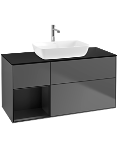 Villeroy und Boch Finion Villeroy und Boch Finion F822PDGK 120cm, cover plate black matt, shelves black matt lacquer, anthracite matt