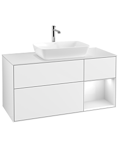 Villeroy und Boch Finion Waschtischunterschrank F831GFGF 120cm, Abdeckplatte white matt, Regale Glossy white lacquer, Glossy white lacquer