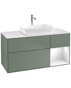 Villeroy und Boch Finion Villeroy und Boch Finion F831GFGM 120cm, cover plate white matt, shelves Glossy white lacquer, Olive Matt Lacquer