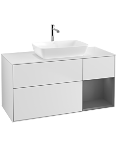 Villeroy und Boch Finion Villeroy und Boch F831GKMT 120cm, plaque de finition blanc mat, étagères laqué anthracite mat, laqué blanc mat