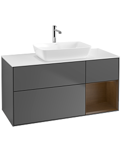 Villeroy und Boch Finion Villeroy und Boch Finion F831GNGK 120cm, cover plate white matt, shelves Walnut Veneer , anthracite matt