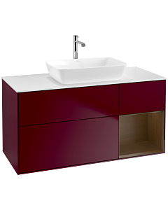 Villeroy und Boch Finion Villeroy und Boch F831GNHB 120cm, plaque de finition blanc mat, étagères Walnut Veneer , Peony Matt