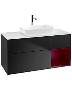 Villeroy und Boch Finion Villeroy und Boch Finion F831HBPD 120cm, cover plate white matt, shelves Peony matt lacquer, black matt lacquer
