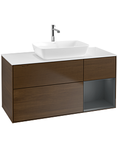 Villeroy und Boch Finion Villeroy und Boch Finion F831HGGN 120cm, cover plate white matt, shelves midnight matt lacquer, walnut veneer