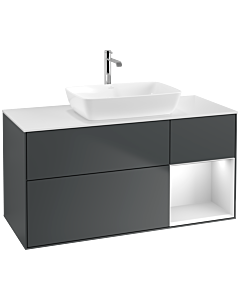 Villeroy und Boch Finion Waschtischunterschrank F831MTHG 120cm, Abdeckplatte white matt, Regale White matt lacquer, Midnight Blue Matt Lacquer