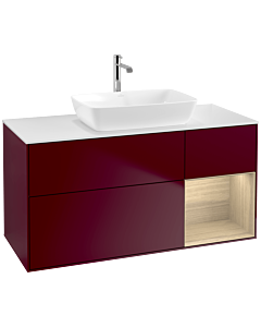 Villeroy und Boch Finion Waschtischunterschrank F831PCHB 120cm, Abdeckplatte white matt, Regale Oak Veneer, Peony Matt